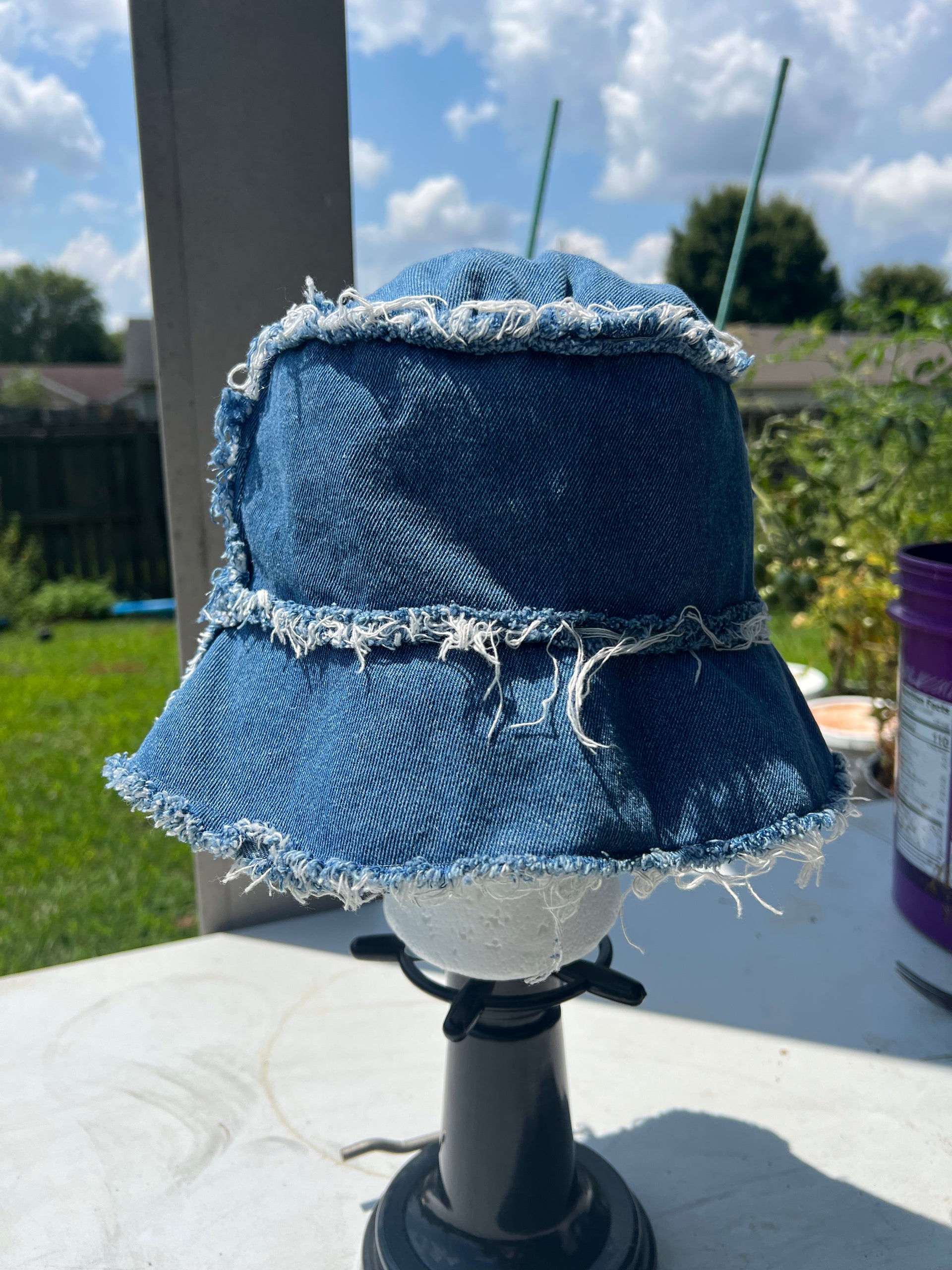 Distressed Denim Bucket Hat. – Keiessentials.Shop display picture 2